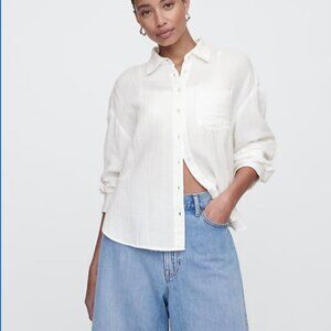 Gap Linen Big Shirt Oversized in Linen Gauze, Size XS
